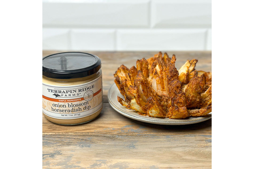 Air Fried Bloomin' Onion with Terrapin Ridge Farms Onion Blossom Horseradish Dip Air Fried Bloomin' Onion with Terrapin Ridge Farms Onion Blossom Horseradish Dip
